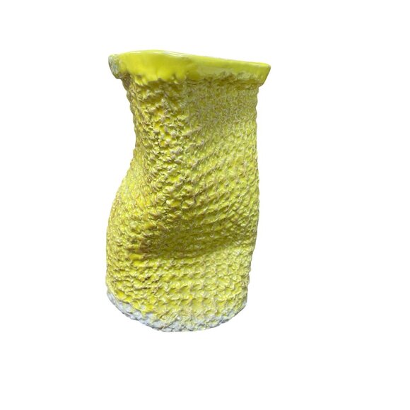 MK Yellow Textured Ceramic Abstract vase size 7.5"X5" SKU 9313 - Picture 4 of 9